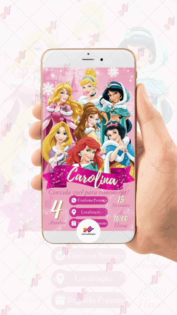 Convite Interativo Princesas Disney - Imagem 2