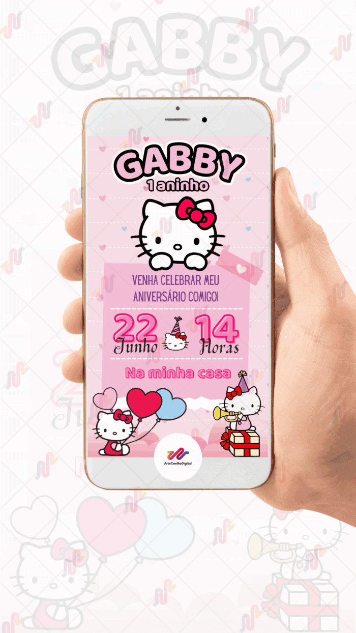 Convite Digital Hello Kitty - Imagem 2