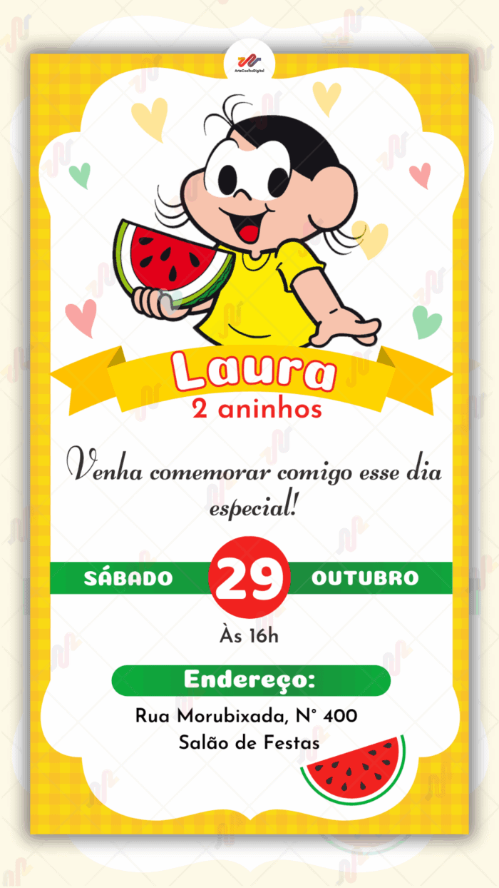 Convite  Digital Magali Turma da Monica - Imagem 1