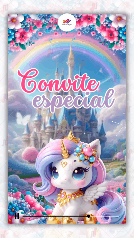 Convite Animado Plus Unicórnio