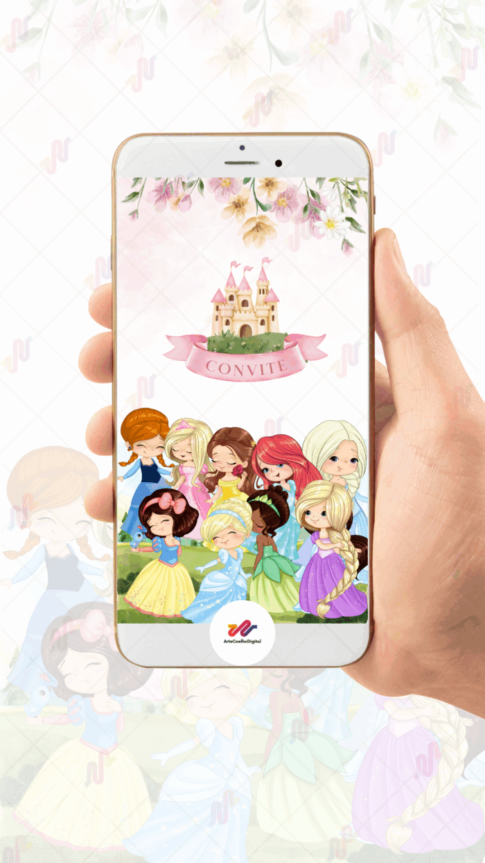 Convite Animado Plus Princesas Disney - Imagem 2