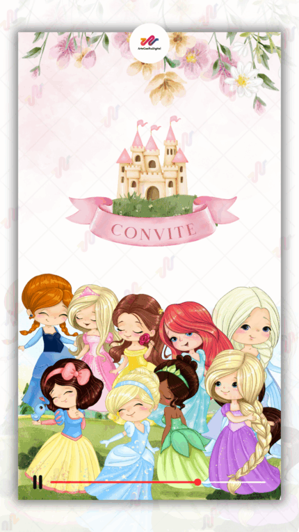 Convite Animado Plus Princesas Disney