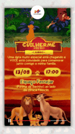 Convite Animado Simples Rei leão