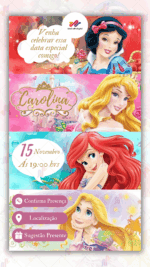 Convite Interativo Princesas Disney
