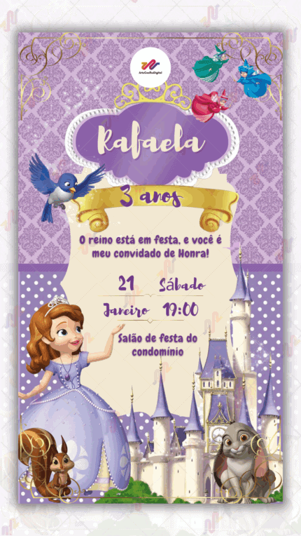 Convite digital Princesa Sofia