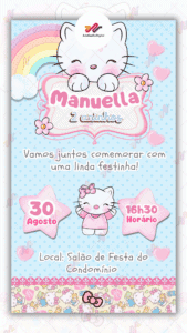 Convite Digital Hello Kitty