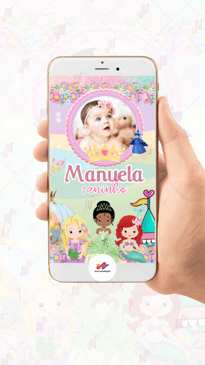 Convite Animado Plus Princesas Disney - Imagem 2