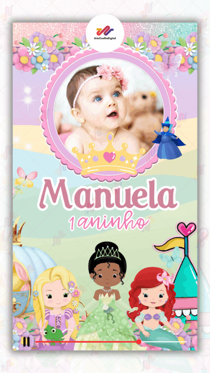 Convite Animado Plus Princesas Disney