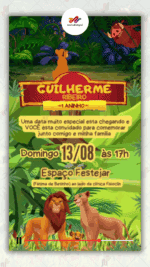 Convite Animado Simples Rei leão