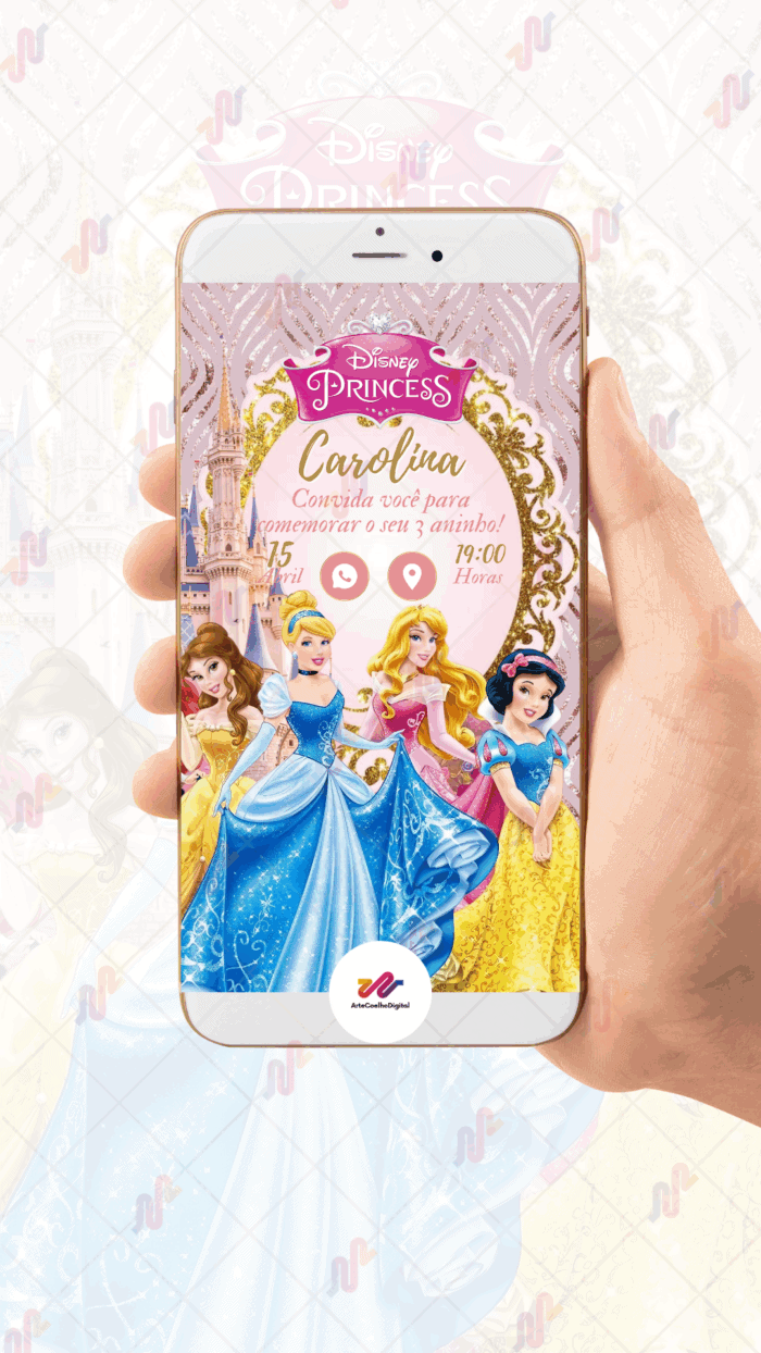 Convite Interativo Princesas Disney - Imagem 2