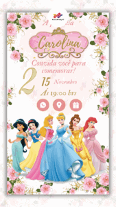 Convite Interativo Princesas Disney
