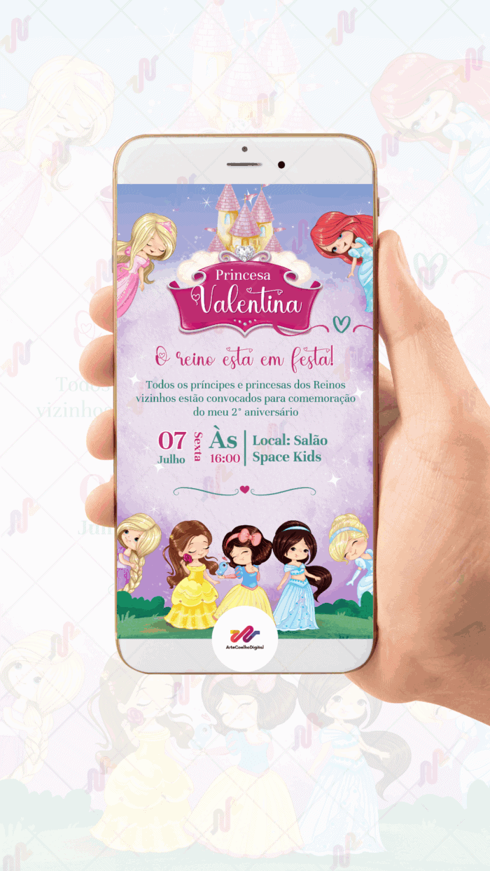 Convite Digital Princesas Disney - Imagem 2