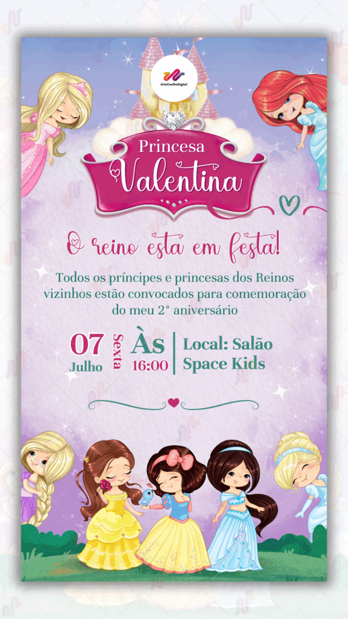 Convite Digital Princesas Disney - Imagem 1