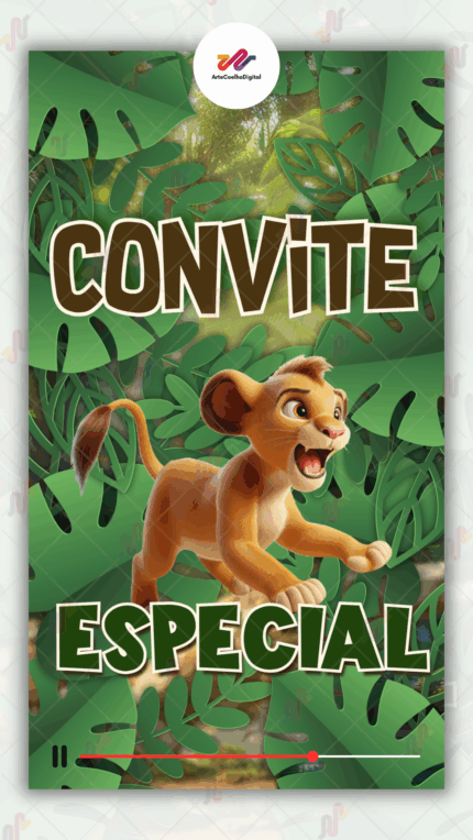 Convite Animado Plus Rei leão