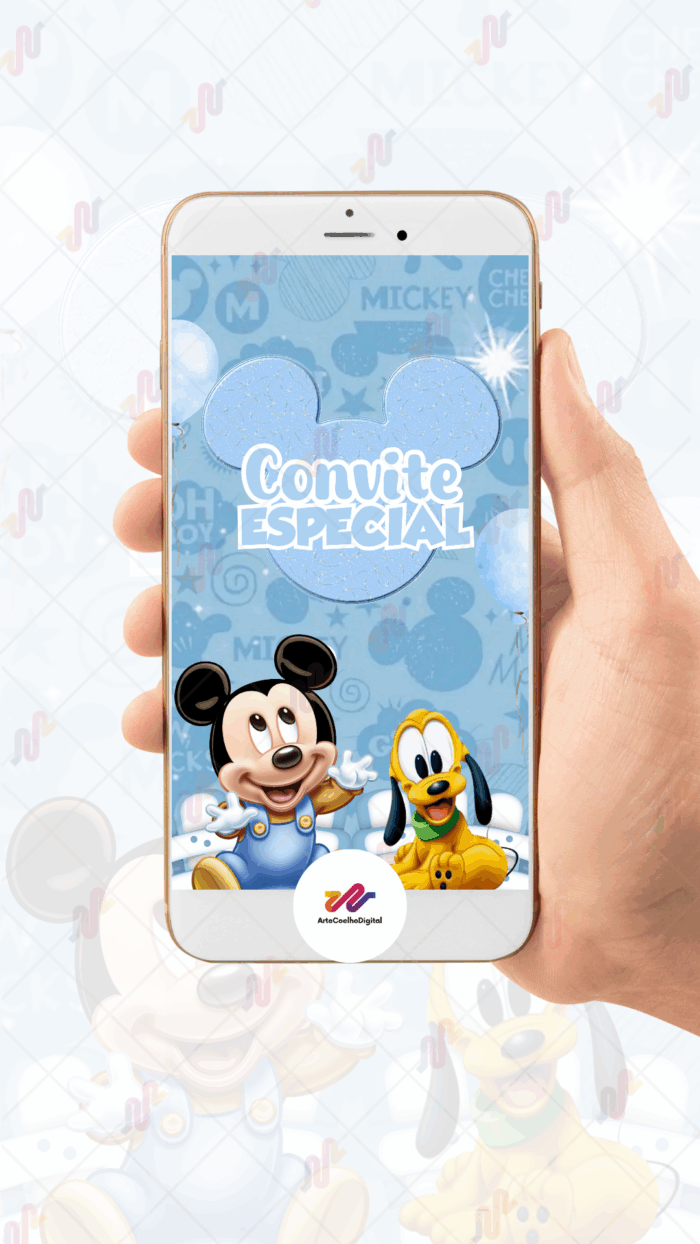 Convite Animado Plus Turma do Mickey Baby - Imagem 2