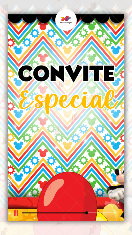 Convite Animado Plus Turma do Mickey