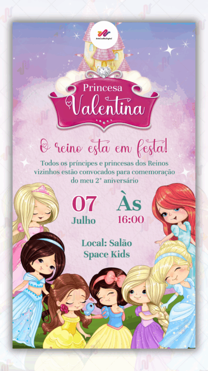 Convite Digital Princesas Disney