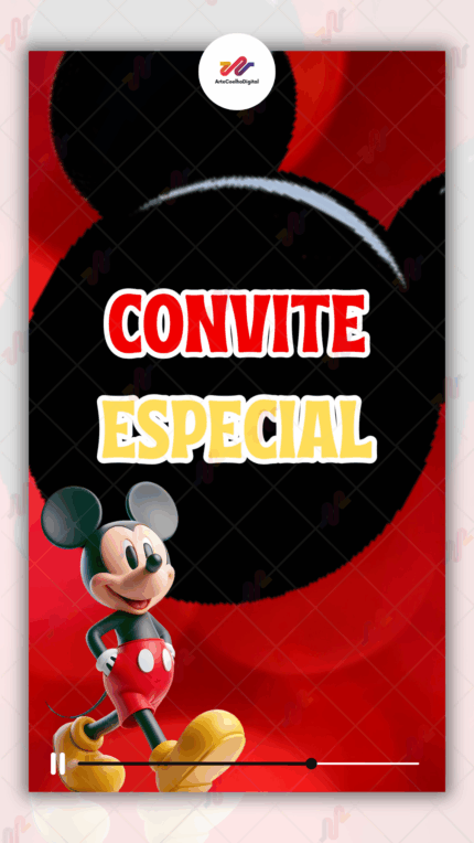 Convite Animado Plus Turma do Mickey