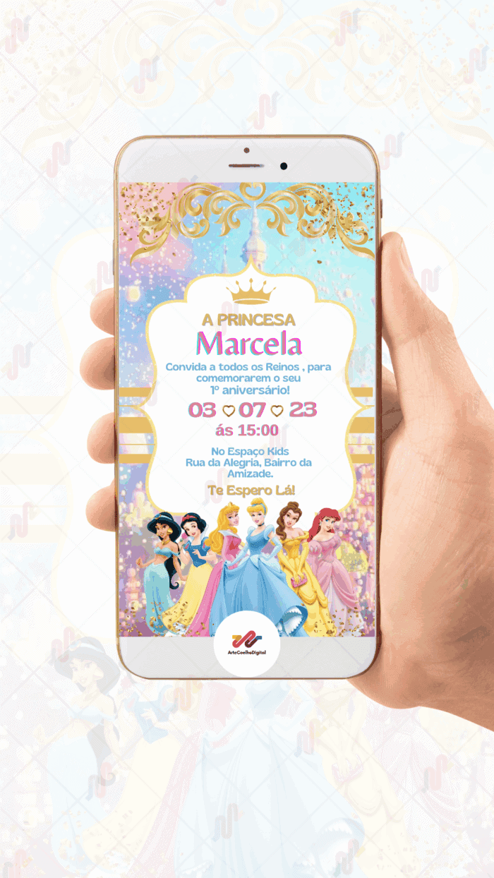 Convite Digital Princesas Disney - Imagem 2