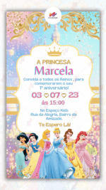 Convite Digital Princesas Disney