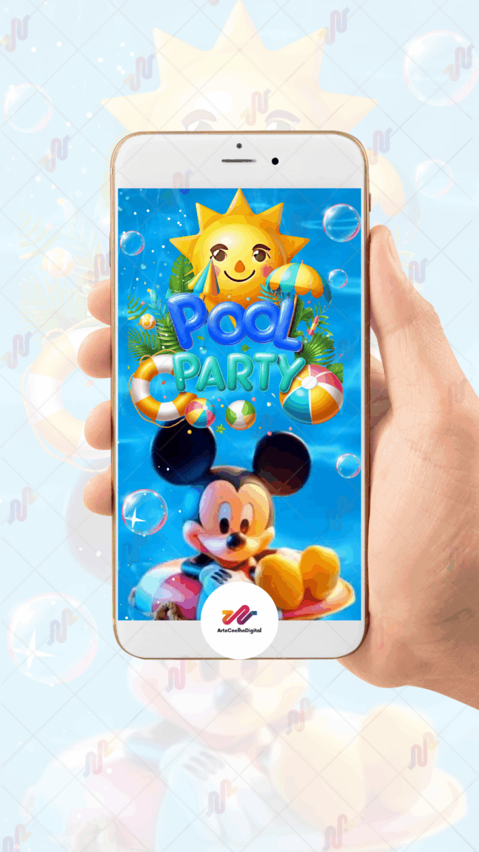 Convite Animado Plus Pool party do Mickey - Imagem 2