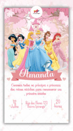 Convite Digital Princesas Disney