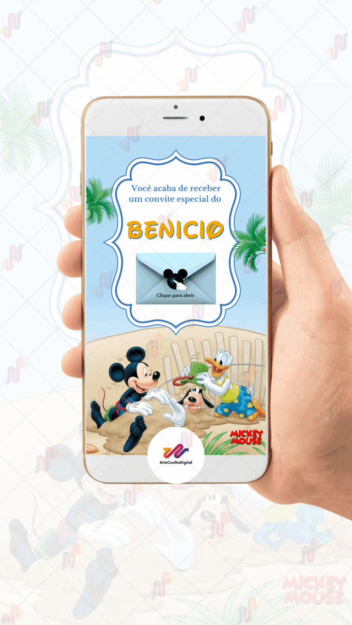 Convite Interativo gold Mickey - Imagem 2
