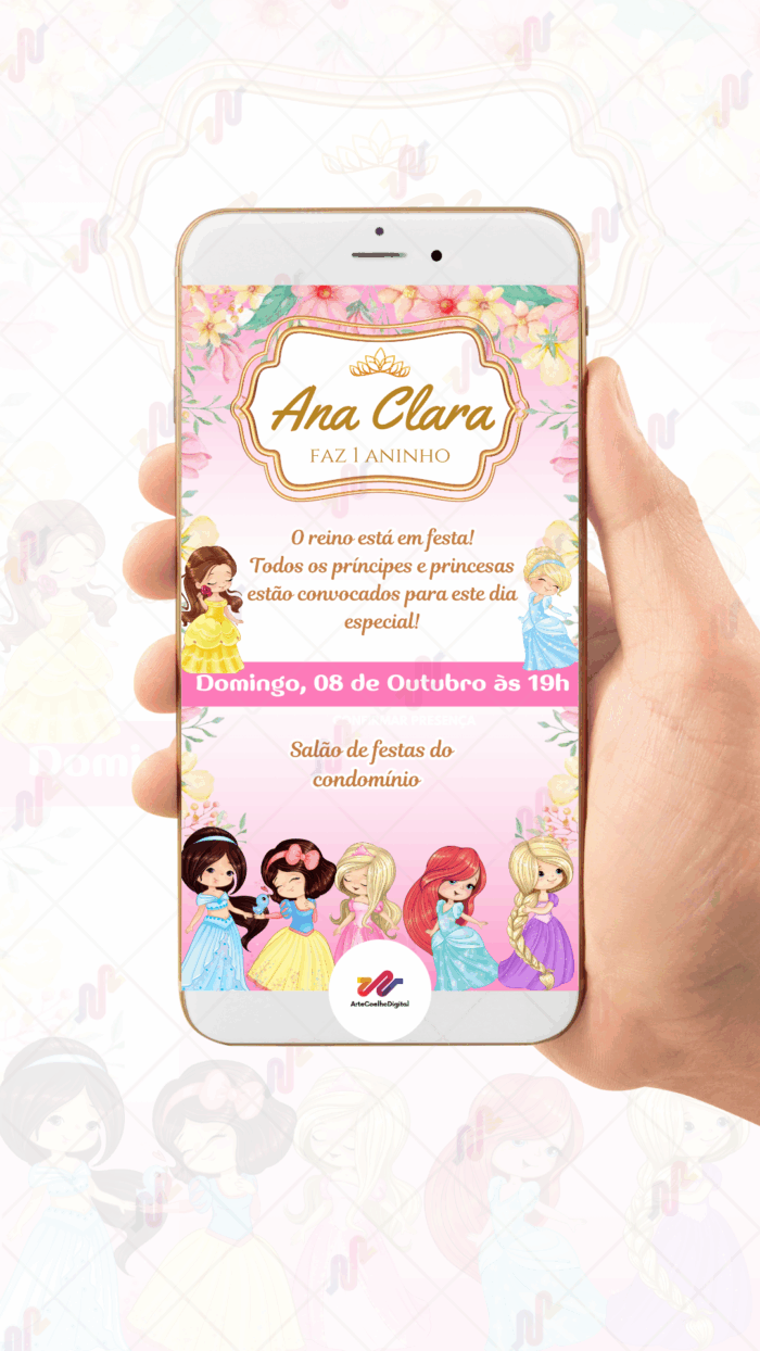 Convite Digital Princesas Disney - Imagem 2