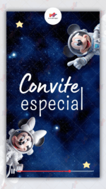 Convite Animado Plus Mickey e Minnie Astronauta
