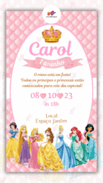 Convite Digital Princesas Disney