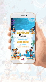 Convite Animado Simples Mickey na praia - Imagem 2