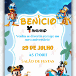 Convite Animado Simples Mickey na praia