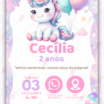 Convite Interativo simples Unicórnio
