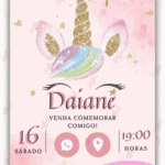 Convite Interativo simples Unicórnio