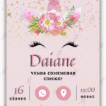 Convite Interativo simples Unicórnio