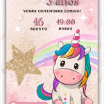 Convite Interativo simples Unicórnio