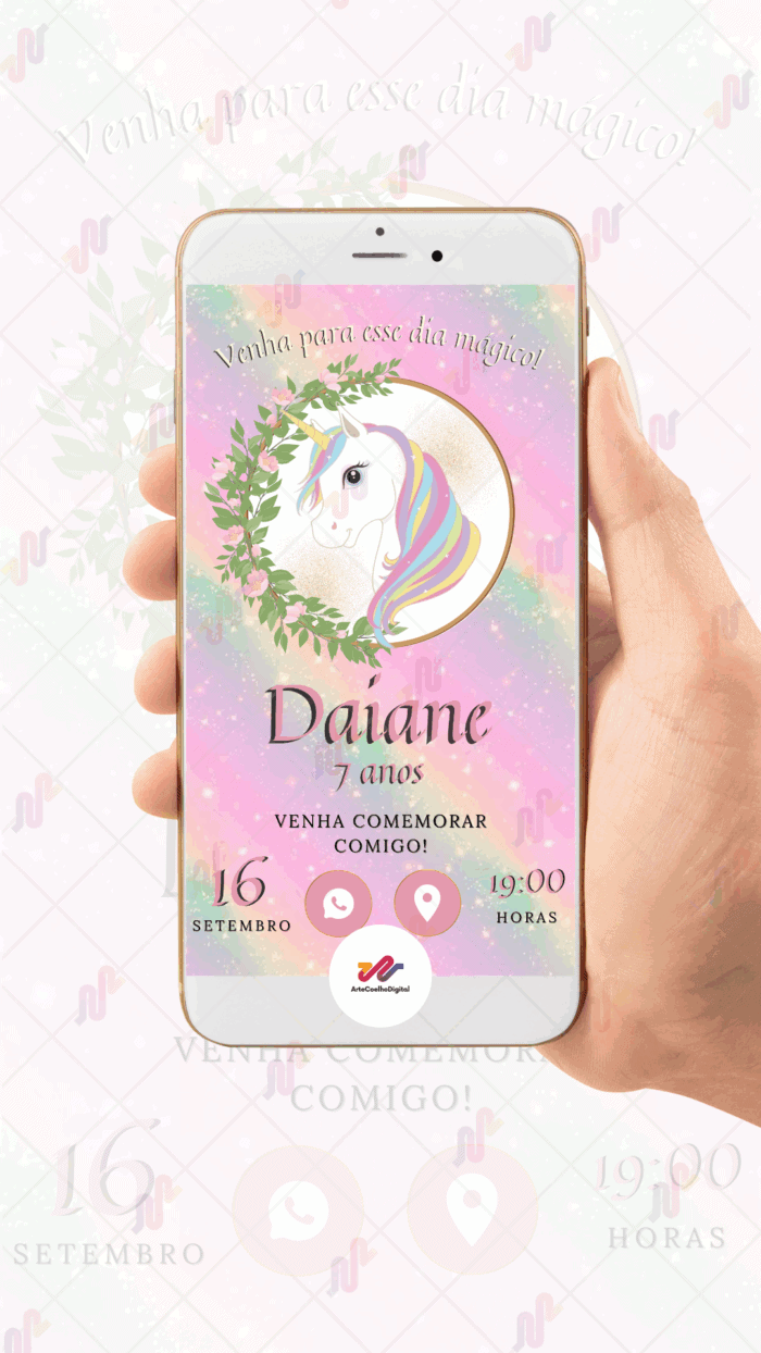 Convite Interativo simples Unicórnio - Imagem 2