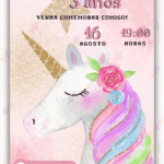 Convite Interativo simples Unicórnio