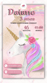 Convite Interativo simples Unicórnio