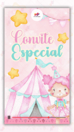 Convite Animado Plus Circo Rosa