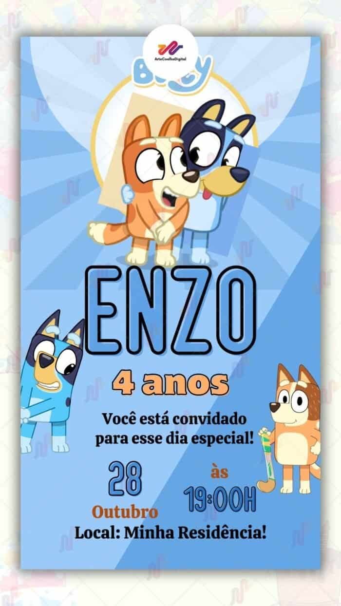 Convite Digital Bluey - Imagem 1