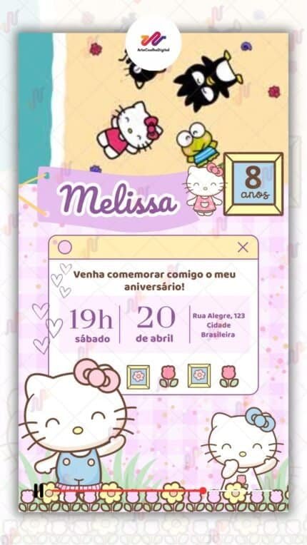 Convite Animado Simples Hello Kitty