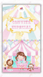 Convite Animado Plus Circo Rosa