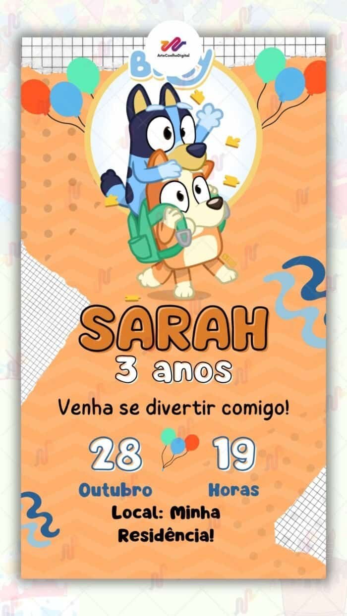 Convite Digital Bluey - Imagem 1