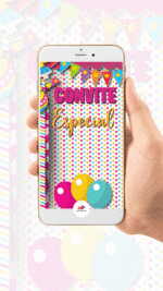 Convite Animado Plus Circo Rosa - Imagem 2
