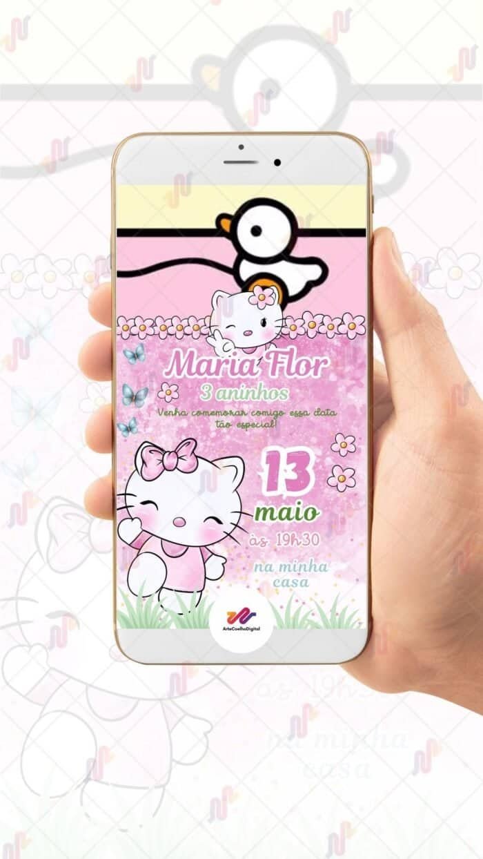 Convite Animado Simples Hello Kitty - Imagem 2