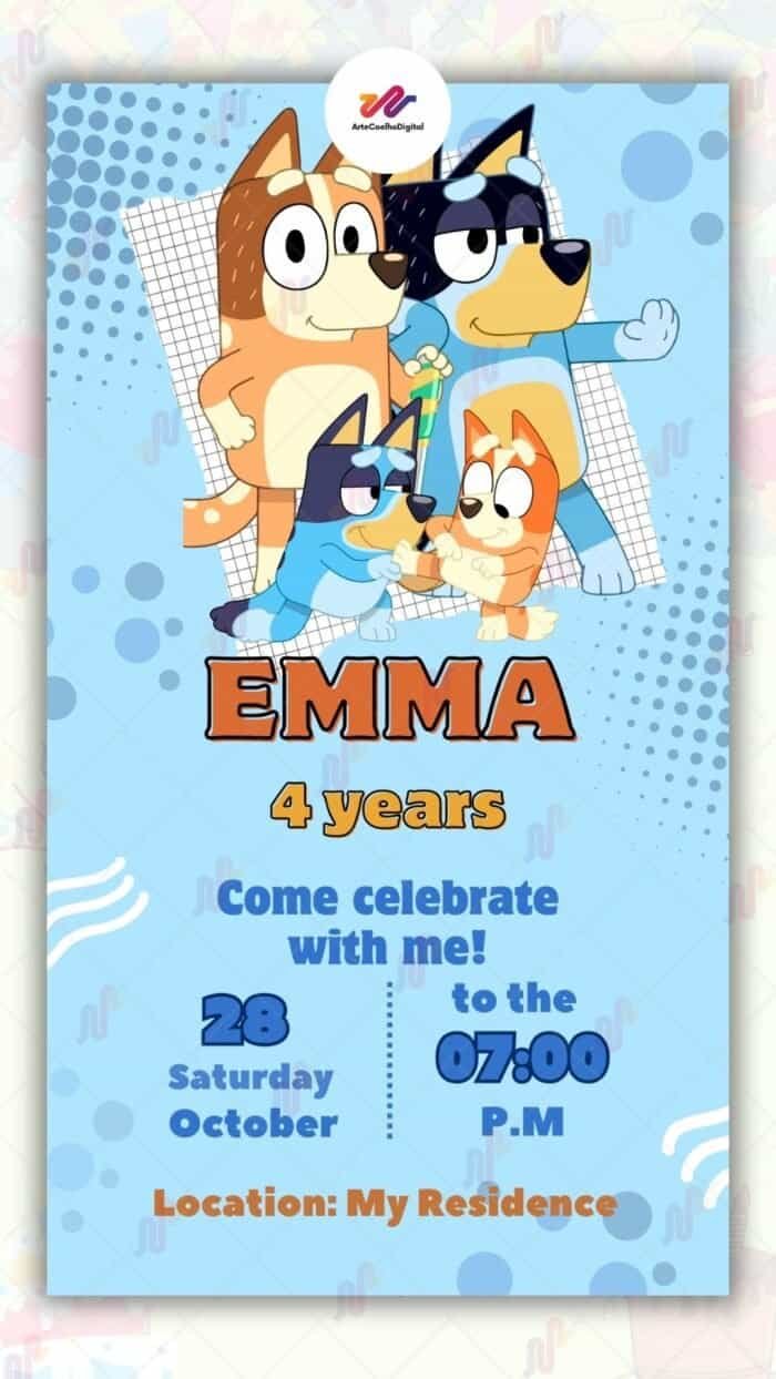 Convite Digital Bluey - Imagem 1