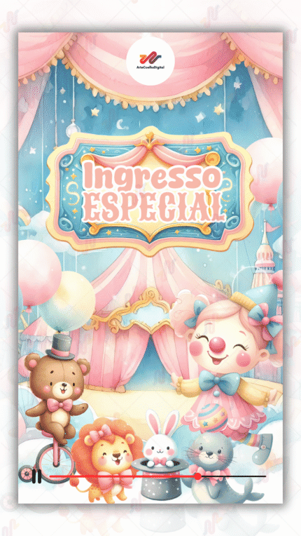 Convite Animado Plus Circo Rosa