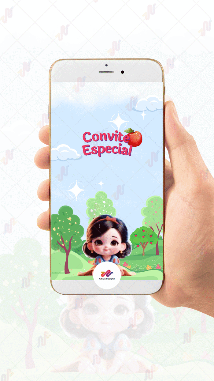 Convite Animado Plus Branca de Neve - Imagem 2