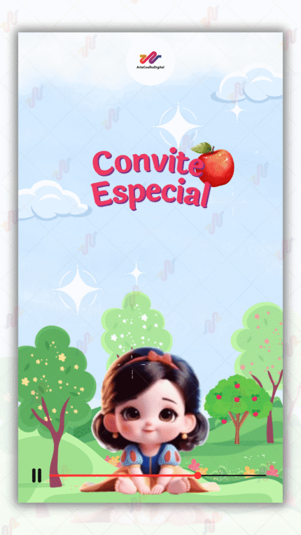 Convite Animado Plus Branca de Neve